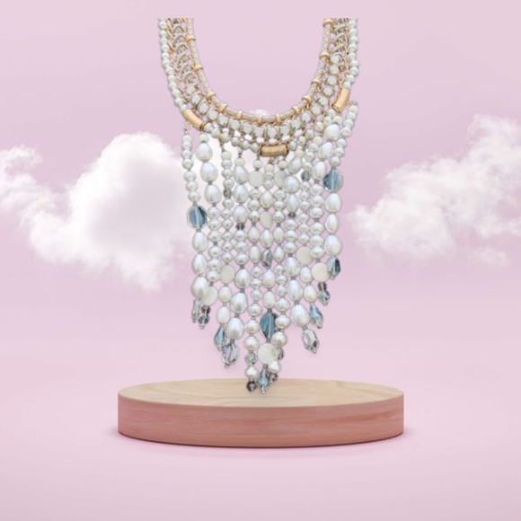 CHICO'S Statement Necklace Goldtone, Rhinestones and Faux Pearls - Picture 9 of 9